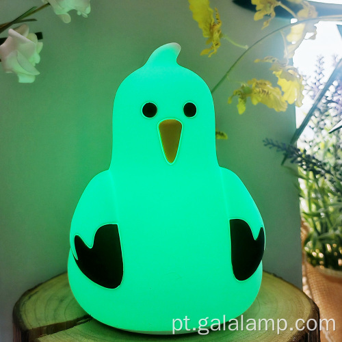 Lâmpada de silicone animal gaivota com luz de toque recarregável